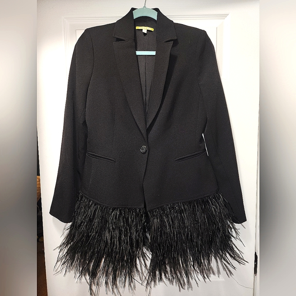 Gianni Bini feather blazer black  sz8